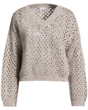 Brunello Cucinelli Medium-Thick Crocheted Sweater - Brown
