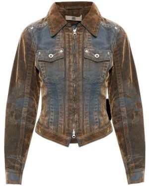 KNWLS Velvet Finish Denim Jacket - Gray