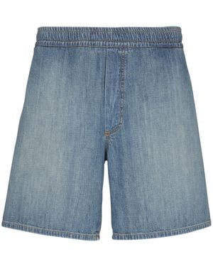 Balmain Elastic-Waist Denim Shorts - Blue