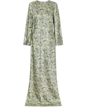 Veronica Beard Gemma Printed Silk-Blend Satin Maxi Dress - Green