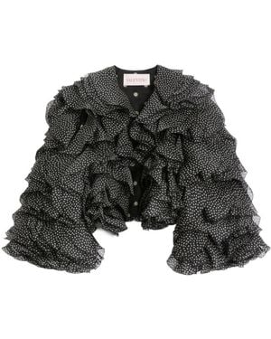 Valentino Organza Jacket With Plusdepois Print - Black