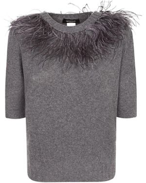 Fabiana Filippi Feather-Trim Jumper - Grey