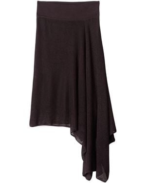 Jacquemus Asymmetric Open-Knit Midi Skirt - Black