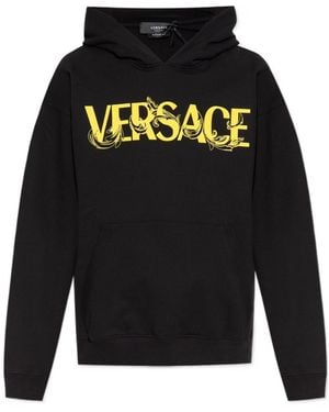 Versace Logo-Printed Hoodie - Black