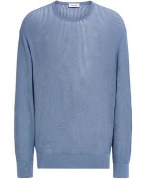 Ferragamo Ferragamo Ribbed-Knit Crewneck Jumper - Blue