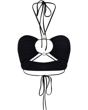 Magda Butrym Halter Tieup Cutout Camisole Top - Black