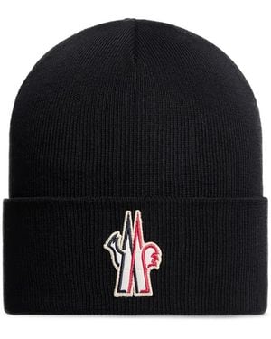 Moncler Grenoble Logo Embroidered Knitted Beanie - Black