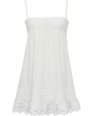 Saint Laurent Embroidered Sleeveless Dress - White