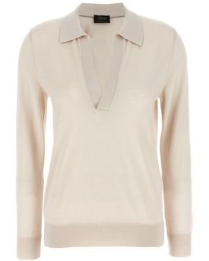 Brioni V-Neck Knitted Top - White