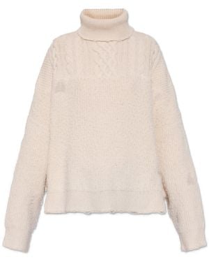 Amiri Frayed-Knitted Roll-Neck Sweater - Natural