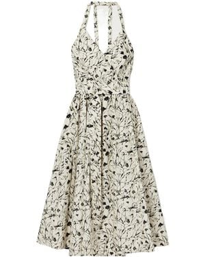 Proenza Schouler Rhea Tie-Up Printed Dress - White