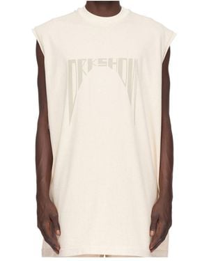Rick Owens Logo Printed Sleeveles T-Shirt - Natural