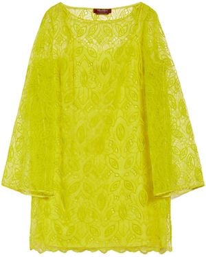 Max Mara Bracco Motif-Embroidered Midi Dress - Yellow
