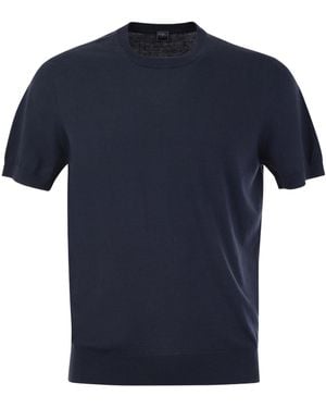 Fedeli Fine-Knit Crewneck T-Shirt - Black