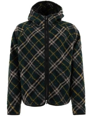 Burberry Checked Hooded Zip-Up Jacket - Black