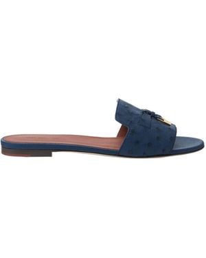 Loro Piana Round Head Slippers - Blue