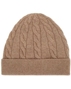 Loro Piana Cedar Cable-Knit Beanie Hat - Brown