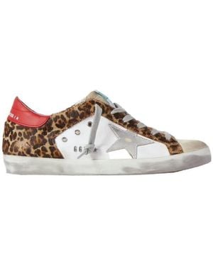 Golden Goose Superstar Imitation Sequined Casual Trainers - Brown