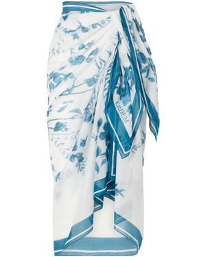 Erdem Floral-Print Cotton-Voile Pareo - Blue