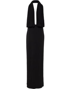 Magda Butrym Draped Halterneck Jersey Gown - Black