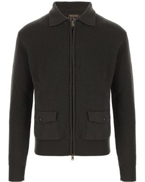 Woolrich Ribbed Zip-Up Cardigan - Black