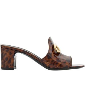 Ferragamo Mid Heel Mule With Gancini Buckle - Brown