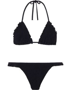 Hunza G Naomi Ruffled Original Crinkle Bikini - Black