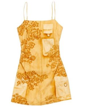 Acne Studios Trompe L'Oeil-Print Mini Dress - Yellow