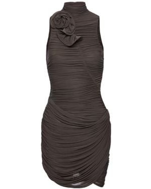 Magda Butrym High-Neck Draped Mini Dress - Brown