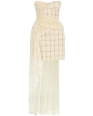 Elisabetta Franchi Amphora Draped Mini Dress - White