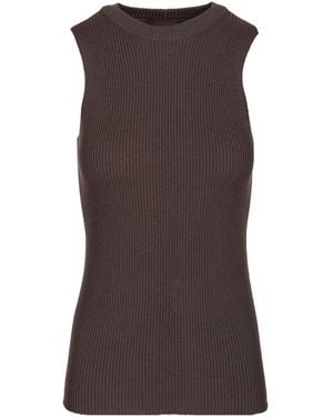 Rick Owens Ribbed Knit Tank Top - Brown