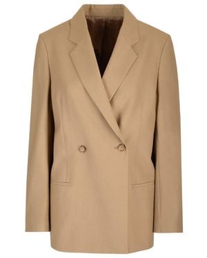 TOTEME Totême Pocketed Double-Breasted Blazer - Natural