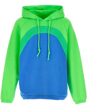 ERL Color-Block Relaxed Fit Hoodie With Textured Detail - Green
