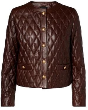 Nili Lotan Cropped Leather Jacket - Brown