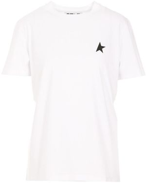 Golden Goose Cotton Crew-Neck T-Shirt With Crystal Embroidery T-Shirts & Jerseys - White