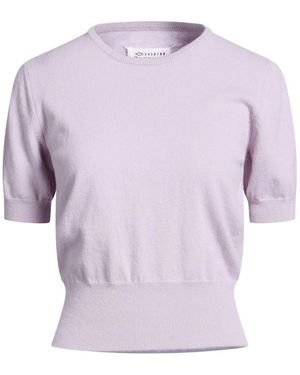 Maison Margiela Solid-Color Short-Sleeve Knit Top - Purple