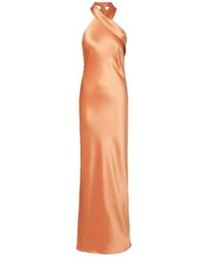 Galvan London Pandora Halterneck Satin Gown - White