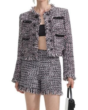 Self-Portrait Fringed Coat - Grey