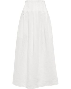 Chloé High-Waist Linen Long Skirt - White
