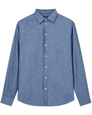 Emporio Armani Pointed-Collar Denim Shirt - Blue