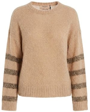 Twinset Striped Blend Sweater - Natural