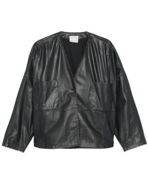 forte_forte Long-Sleeve Leather Jacket - Black