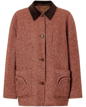 Blazé Milano Clelia Corduroy-Trimmed Herringbone Jacket - Brown
