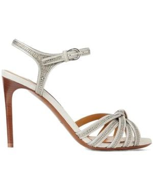 Ralph Lauren 95Mm Embellished Knot Heeled Sandals - White