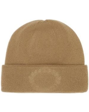 Burberry Oak Leaf Crest Cashmere Beanie - Natural