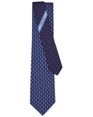 Ferragamo Ferragamo Seahorse Print Tie - Blue