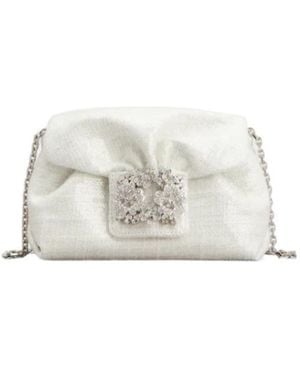 Roger Vivier Efflorescence Sequins Micro Bag - White
