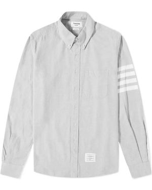 Thom Browne Logo-Striped Flannel Shirt - White