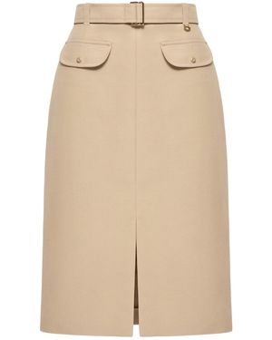 Moncler Belted Knee-Length Cotton Skirt - Natural