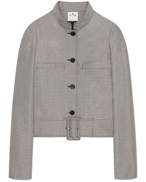 Courreges Buckle Houndstooth-Pattern Jacket - Grey